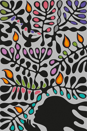 Ilustración de "Torta de cumpleaños", por Esteban Garcés, para la serie de cocina ecuatoriana "Allimicuna", escrita por Julio Pazos Barrera.