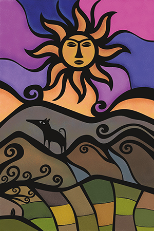 Ilustración de "Perduración del mote", por Esteban Garcés, para la serie de cocina ecuatoriana "Allimicuna", escrita por Julio Pazos Barrera. Revista Ecuador Terra Incognita.