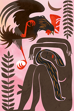 Ilustración de "Caldillo de huevos", por Esteban Garcés, para la serie de cocina ecuatoriana "Allimicuna", escrita por Julio Pazos Barrera. Revista Ecuador Terra Incognita.