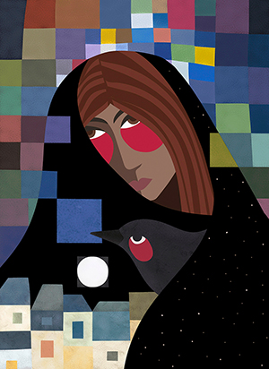 Ilustración de "Torta de camote dulce", por Esteban Garcés, para la serie de cocina ecuatoriana "Allimicuna", escrita por Julio Pazos Barrera. Revista Ecuador Terra Incognita.